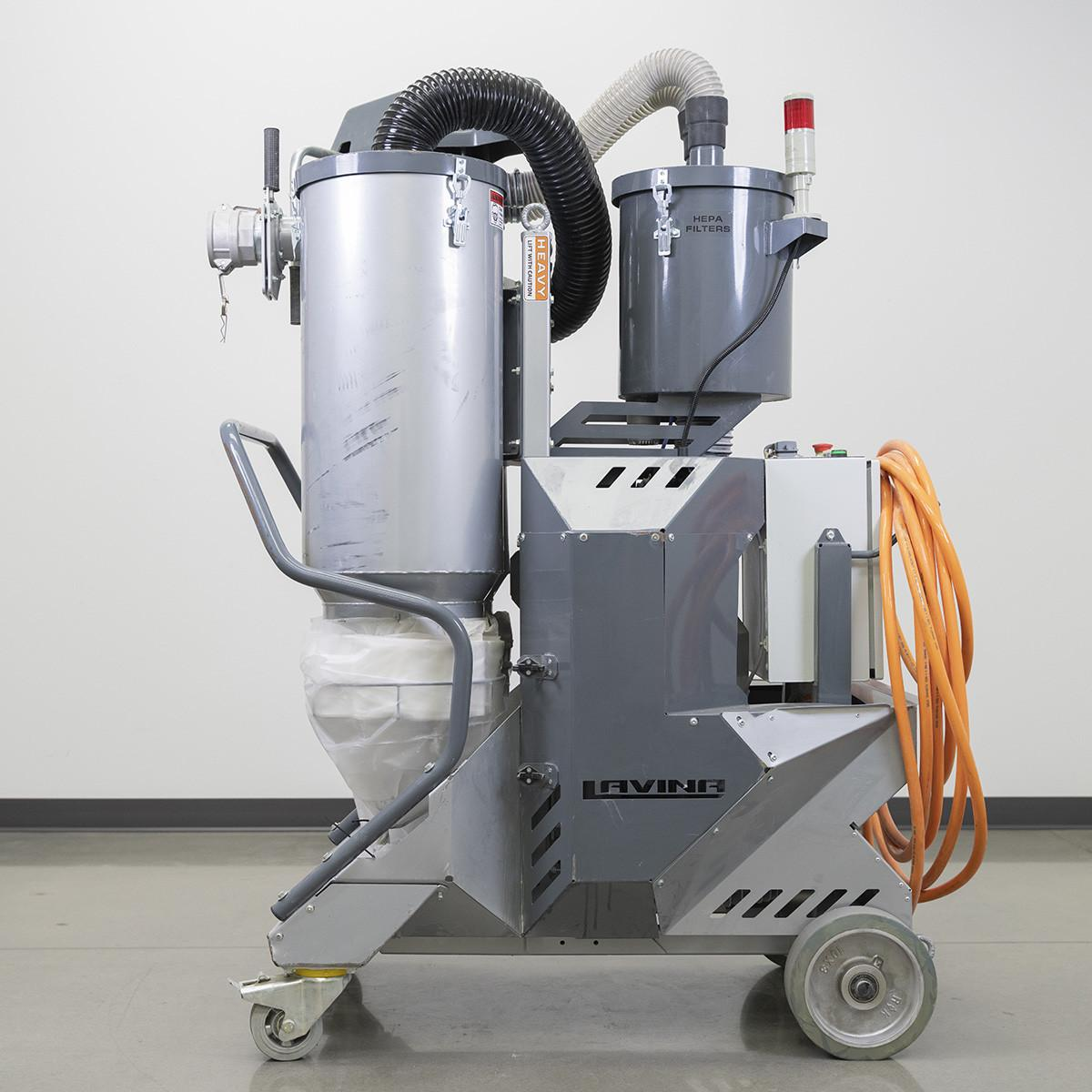 32E VACUUM, 3PH X 480V, 17.5AMPS; 11.5HP/8.6KW ;490CFM, 112.5 WATER LIFT, D75 (75MM/3IN) X 10M/32FT ANTI STATIC MAIN HOSE; CAMLOCK; LONGOPAC; 1 CONICA
